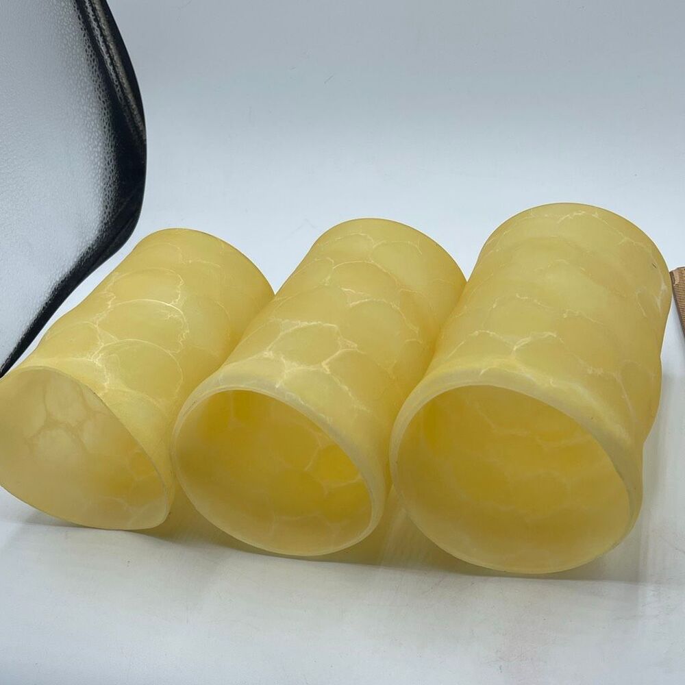 Lot of 3 honeycomb frosted vintage lamp shades.